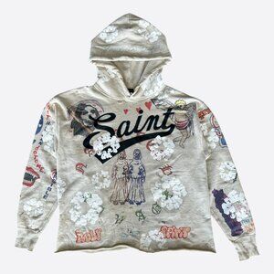 Saint Michael Denim Tears Beige & Multicolor Graffiti Hoodie